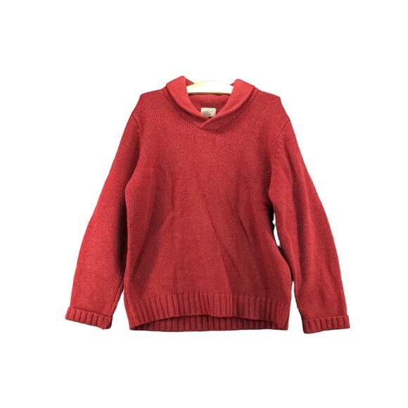 L.L. Bean Men's 100% Shetland Wool Sweater Size L Red Elbow Pads - Picture 1 of 11